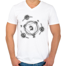 PRINTFASHION misztikus - Férfi V-nyakú póló - Fehér