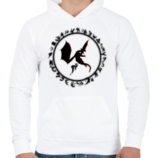 PRINTFASHION misztikus-sárkányos logo  - Férfi kapucnis pulóver - Fehér férfi pulóver, kardigán