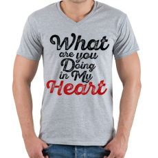 PRINTFASHION Mit csinálsz a szívemmel? - Férfi V-nyakú póló - Sport szürke