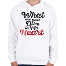PRINTFASHION Mit csinálsz a szívemmel? - Gyerek kapucnis pulóver - Fehér gyerek pulóver, kardigán