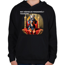 PRINTFASHION Mit képzelsz magadról - Gyerek kapucnis pulóver - Fekete