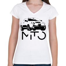 PRINTFASHION Mito Alfa - Női V-nyakú póló - Fehér