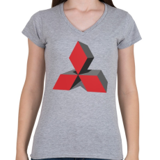 PRINTFASHION MITSUBISHI 3D - Női V-nyakú póló - Sport szürke