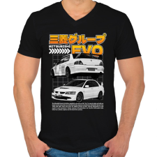 PRINTFASHION Mitsubishi evo - Férfi V-nyakú póló - Fekete férfi póló