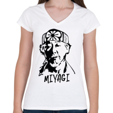 PRINTFASHION Miyagi sensei - Női V-nyakú póló - Fehér női póló