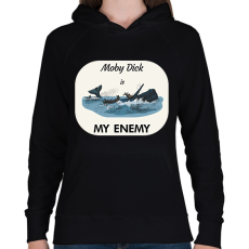 PRINTFASHION Moby Dick is my enemy - Női kapucnis pulóver - Fekete