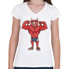 PRINTFASHION Modern Minotaurusz - Női V-nyakú póló - Fehér