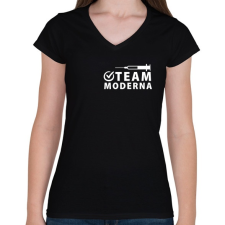 PRINTFASHION Moderna Team - Női V-nyakú póló - Fekete női póló