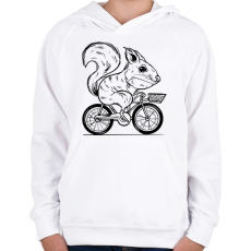 PRINTFASHION Mókus biciklin - Gyerek kapucnis pulóver - Fehér