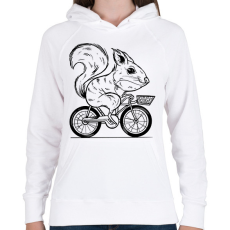 PRINTFASHION Mókus biciklin - Női kapucnis pulóver - Fehér