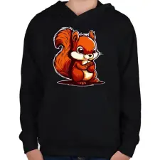 PRINTFASHION mókus - Gyerek kapucnis pulóver - Fekete gyerek pulóver, kardigán