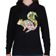 PRINTFASHION Mókus virág - Női kapucnis pulóver - Fekete női pulóver, kardigán