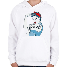 PRINTFASHION Mom Life - Gyerek kapucnis pulóver - Fehér
