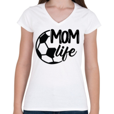 PRINTFASHION Mom life - Női V-nyakú póló - Fehér