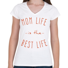 PRINTFASHION mom life - Női V-nyakú póló - Fehér női póló