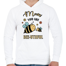 PRINTFASHION Mom you are bee-utiful - Férfi kapucnis pulóver - Fehér