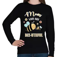 PRINTFASHION Mom you are bee-utiful! - Női pulóver - Fekete női pulóver, kardigán