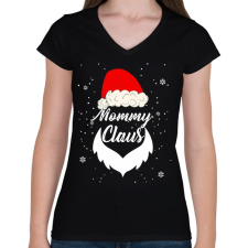 PRINTFASHION Mommy claus - Női V-nyakú póló - Fekete női póló