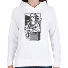 PRINTFASHION Mona Lisa gitáros - Női kapucnis pulóver - Fehér női pulóver, kardigán