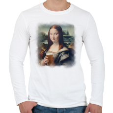 PRINTFASHION Mona Lisa sörrel - Férfi hosszú ujjú póló - Fehér