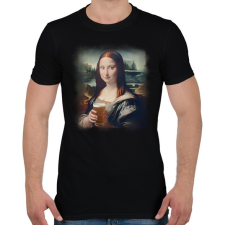 PRINTFASHION Mona Lisa sörrel - Férfi póló - Fekete férfi póló