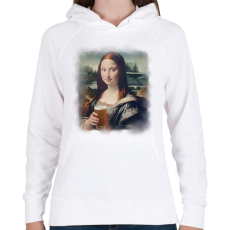 PRINTFASHION Mona Lisa sörrel - Női kapucnis pulóver - Fehér