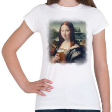 PRINTFASHION Mona Lisa sörrel - Női póló - Fehér