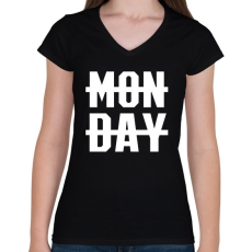 PRINTFASHION MONDAY - Női V-nyakú póló - Fekete