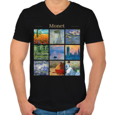 PRINTFASHION Monet - részletek - Férfi V-nyakú póló - Fekete férfi póló