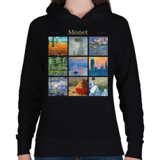 PRINTFASHION Monet - részletek - Női kapucnis pulóver - Fekete