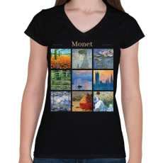 PRINTFASHION Monet - részletek - Női V-nyakú póló - Fekete