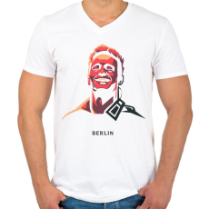 PRINTFASHION Money Heist - Berlin - Férfi V-nyakú póló - Fehér