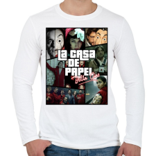 PRINTFASHION Money Heist - Férfi hosszú ujjú póló - Fehér férfi póló