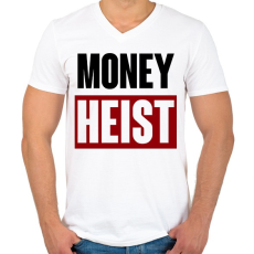 PRINTFASHION Money Heist - Férfi V-nyakú póló - Fehér