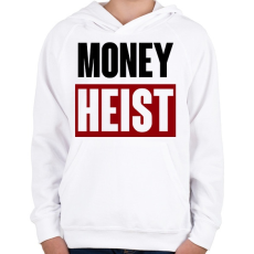PRINTFASHION Money Heist - Gyerek kapucnis pulóver - Fehér