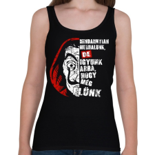 PRINTFASHION Money heist - Igyunk arra, hogy még élünk! - Női atléta - Fekete női trikó