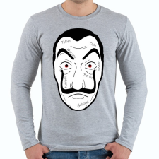 PRINTFASHION Money heist maszk nevekkel - Férfi hosszú ujjú póló - Sport szürke férfi póló