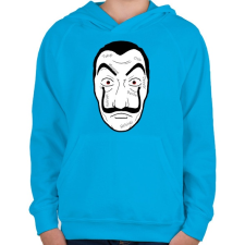 PRINTFASHION Money heist maszk nevekkel - Gyerek kapucnis pulóver - Azúrkék gyerek pulóver, kardigán