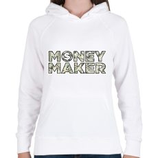 PRINTFASHION Money makeR - Női kapucnis pulóver - Fehér