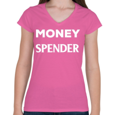 PRINTFASHION Money spender - Női V-nyakú póló - Rózsaszín