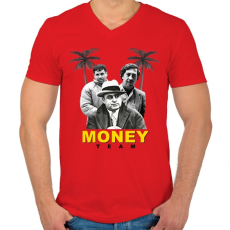 PRINTFASHION Money Team - Férfi V-nyakú póló - Piros