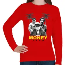 PRINTFASHION Money Team - Női pulóver - Piros női pulóver, kardigán