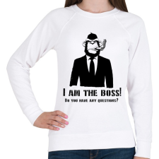 PRINTFASHION monkey boss - Női pulóver - Fehér női pulóver, kardigán