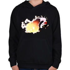 PRINTFASHION Monkey D. Luffy ütés - Gyerek kapucnis pulóver - Fekete gyerek pulóver, kardigán