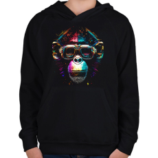 PRINTFASHION Monkey design - Gyerek kapucnis pulóver - Fekete