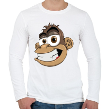 PRINTFASHION Monkey - Férfi hosszú ujjú póló - Fehér férfi póló