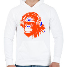 PRINTFASHION Monkey - Férfi kapucnis pulóver - Fehér férfi pulóver, kardigán