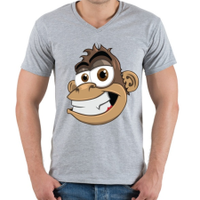 PRINTFASHION Monkey - Férfi V-nyakú póló - Sport szürke férfi póló