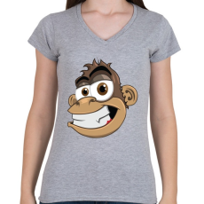 PRINTFASHION Monkey - Női V-nyakú póló - Sport szürke