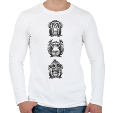 PRINTFASHION Monkeys - Férfi hosszú ujjú póló - Fehér férfi póló